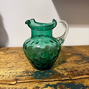 Elegant Emerald Green Glass Mini Pitcher